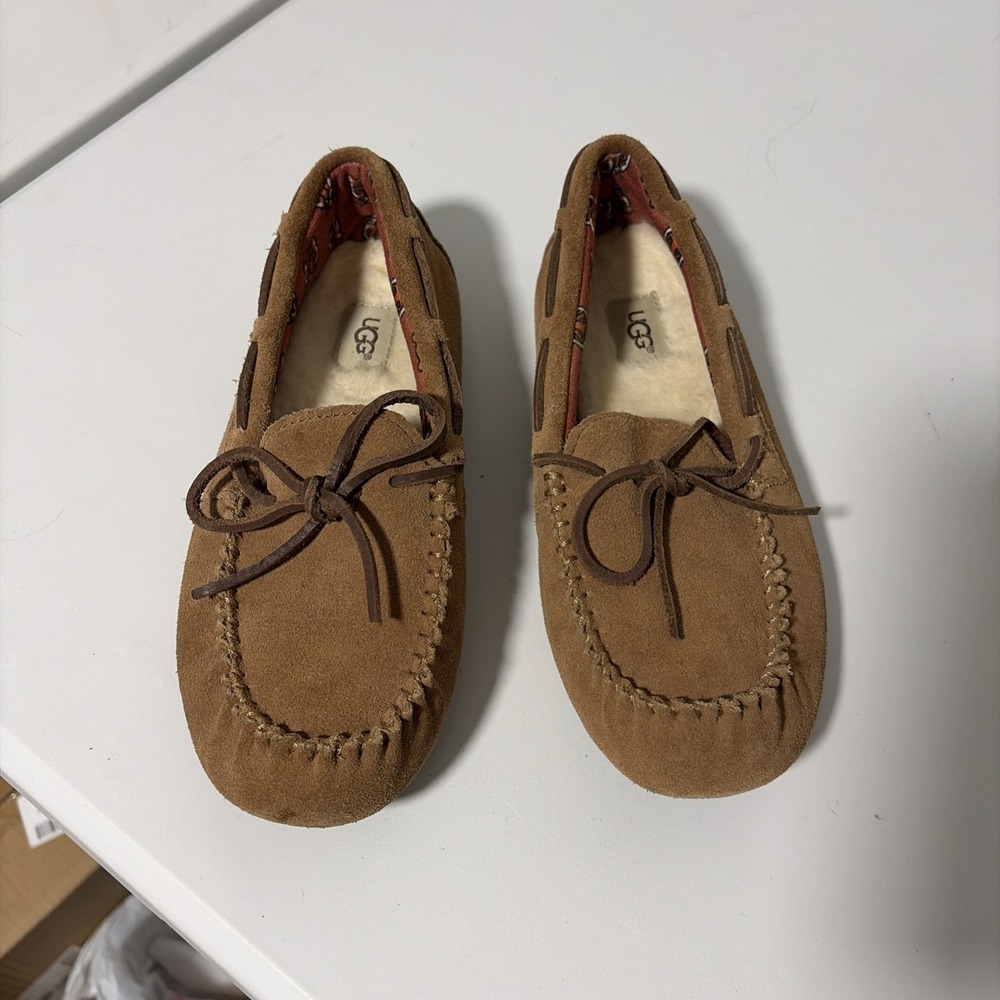 UGG Kid Ryder Jungle Moccasin Slippers 1005160K Brown Suede Youth Size 3